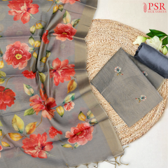 Fossil Grey Tissue Dress Material