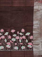 Brown Chanderi Silk Cotton Saree