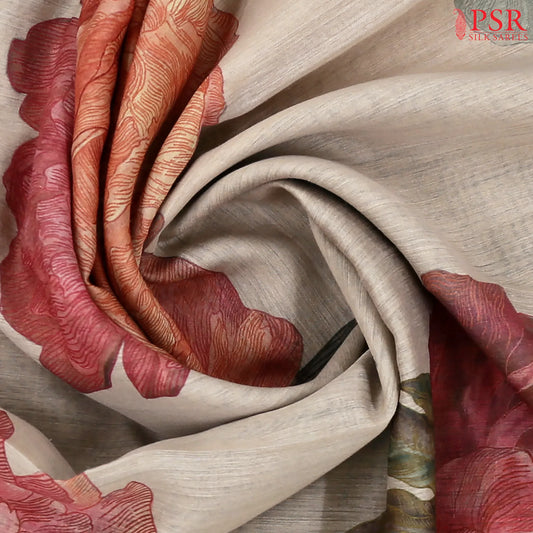 Light Chikoo Munga Silk Saree