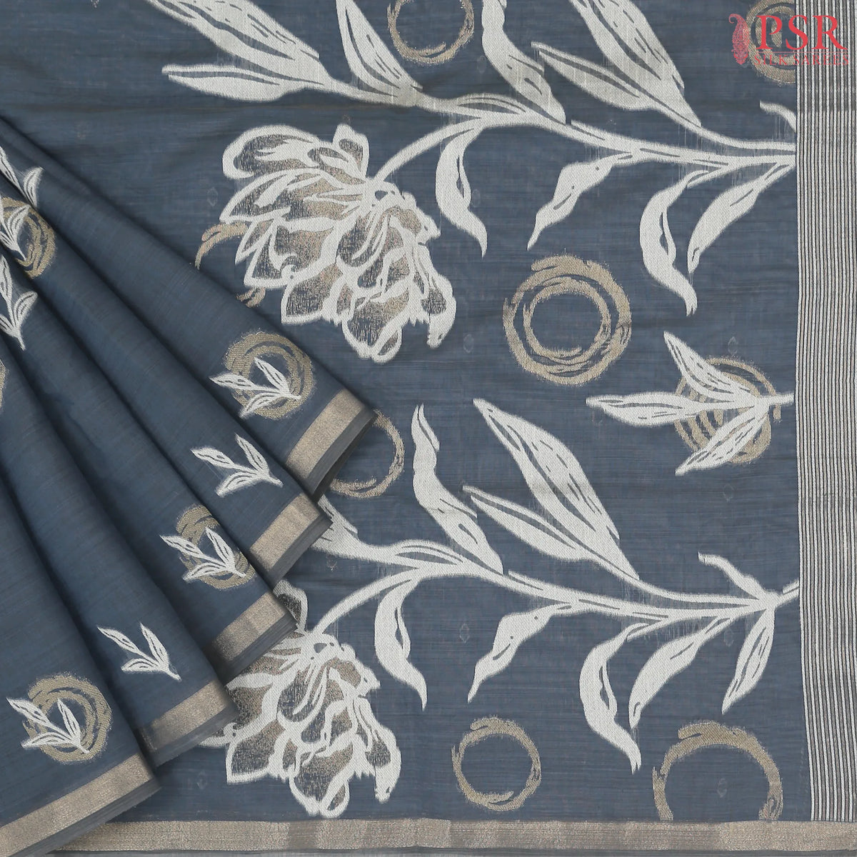 Steel Blue Ghicha Cotton Saree