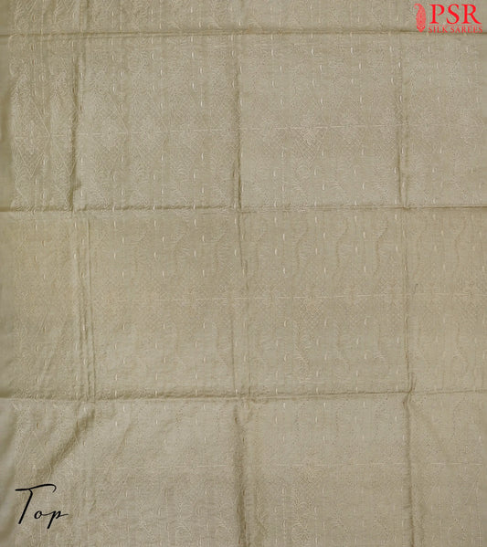 Light Olive Kosa Embroidery Dress Material
