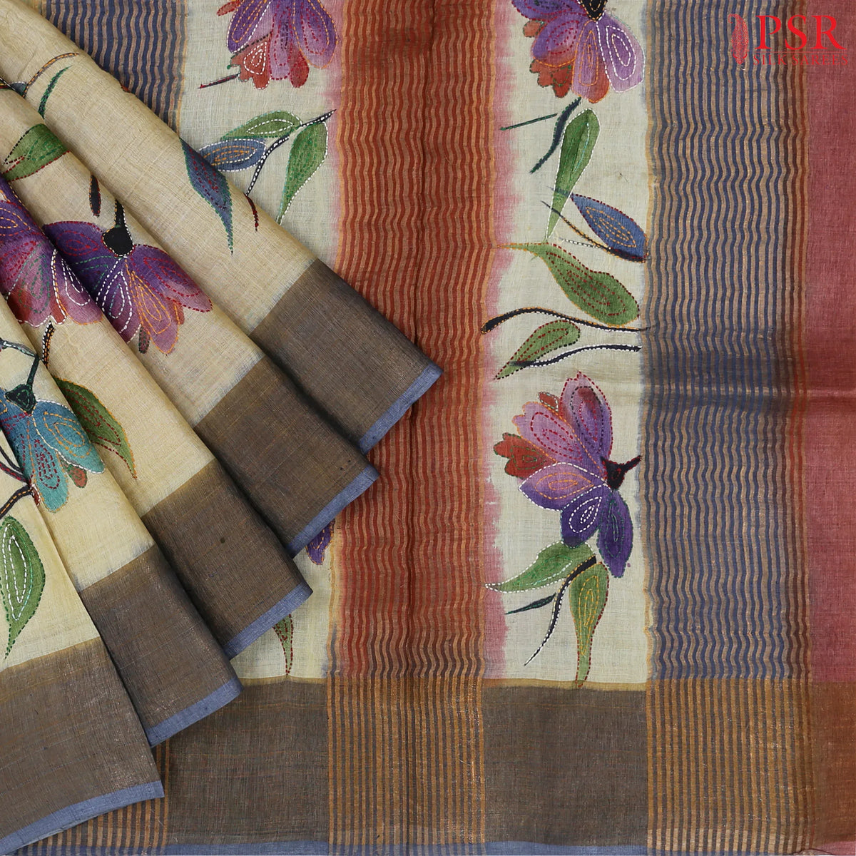 Royal Beige Kadhi Tussar Silk Saree