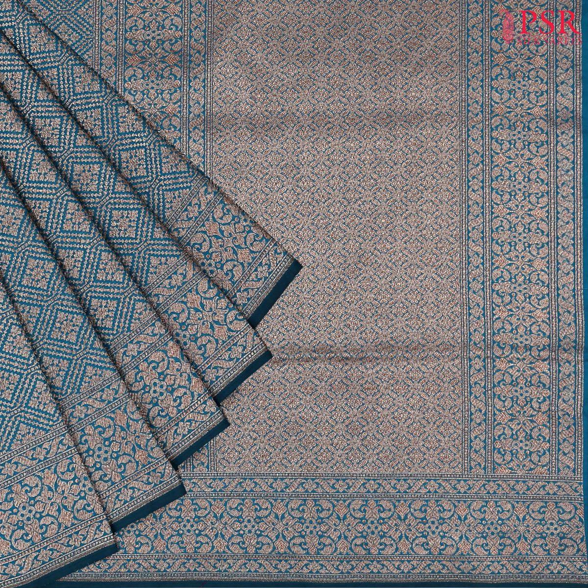 Dark Teal Blue Semi Summer Silk Saree