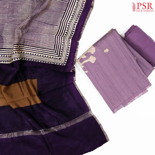 French Lilac Dupion Cotton Dress Material