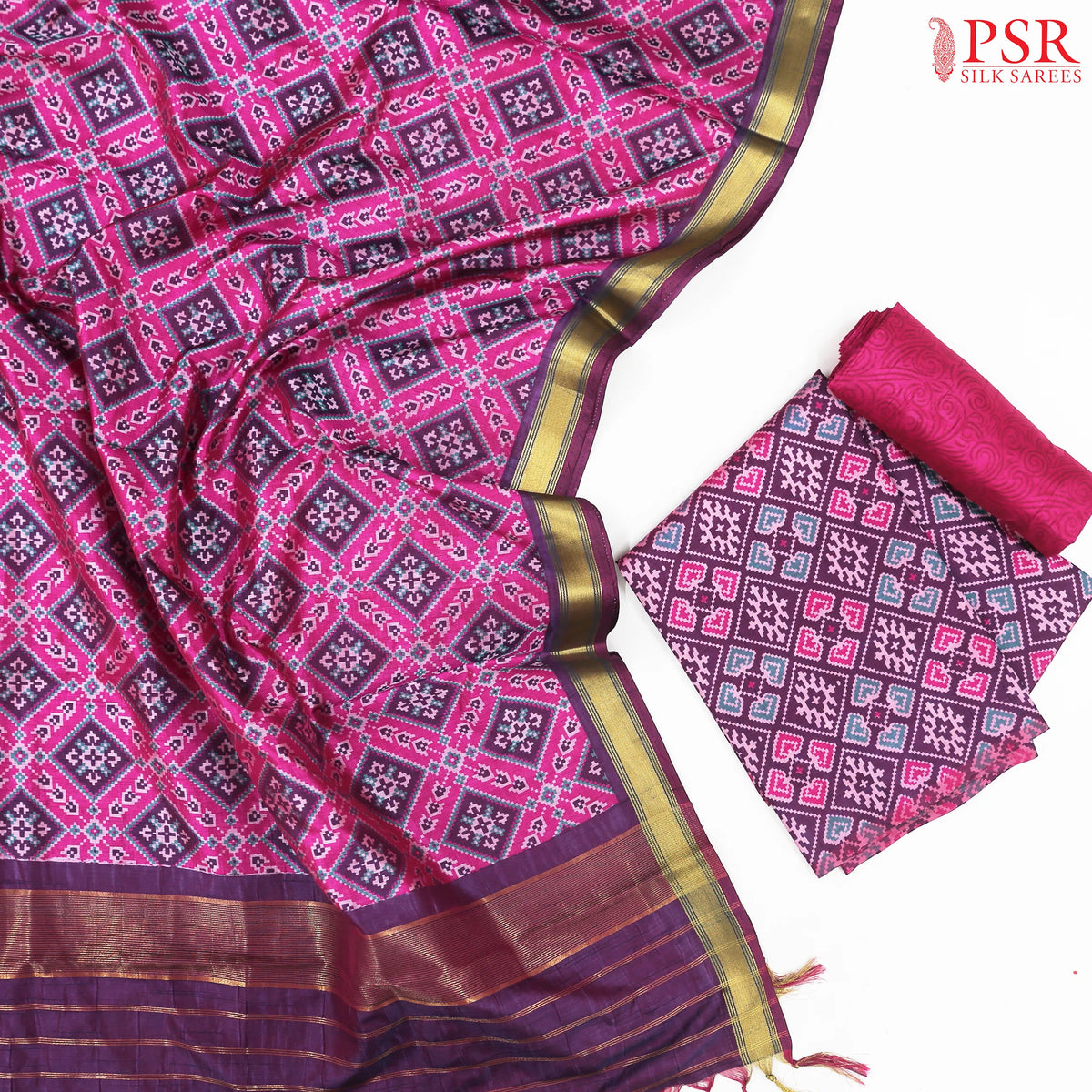 Dark Purple Soft Patola Dress Material