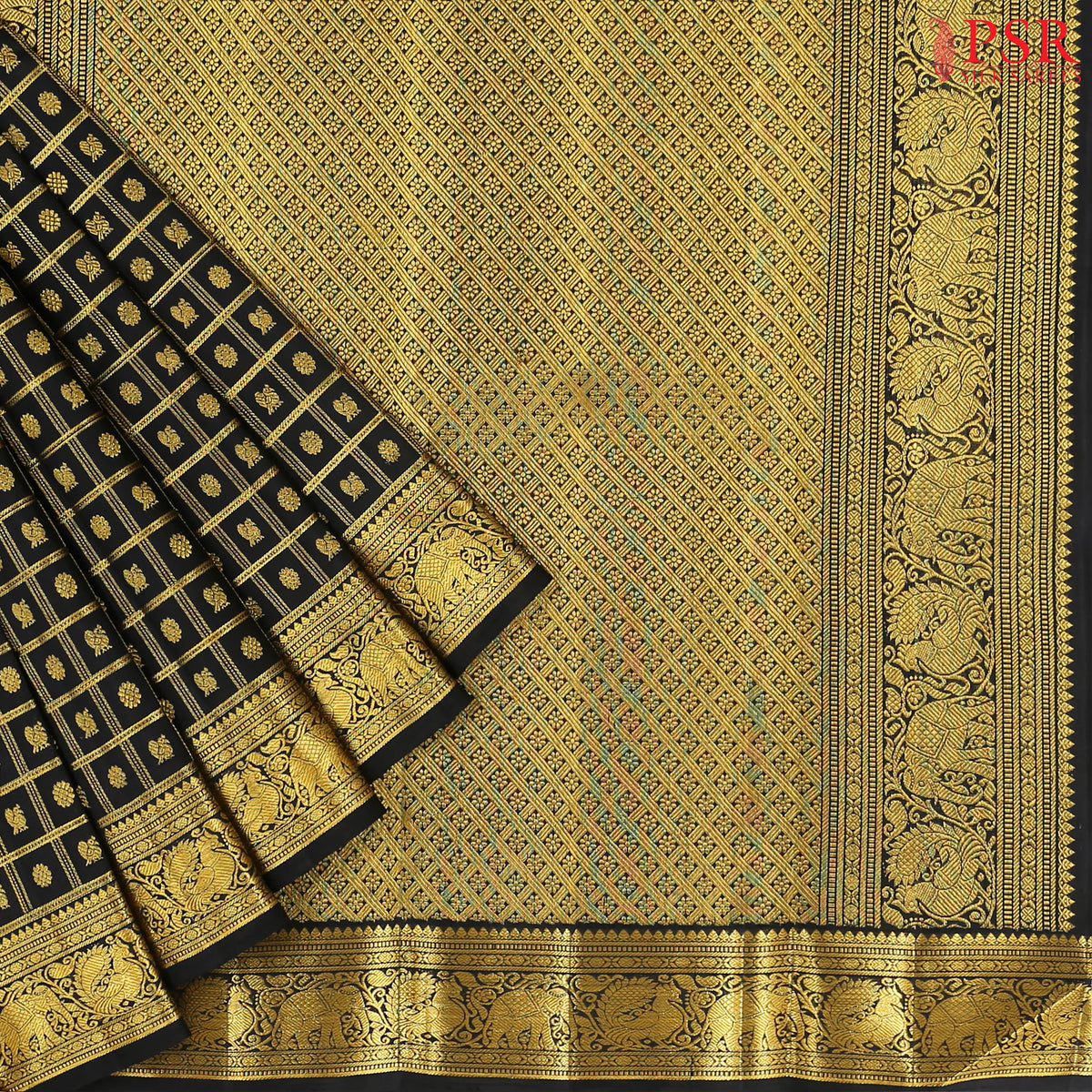 Black Kanchipuram Silk Saree