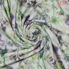 Light Green Linen Print Running Material