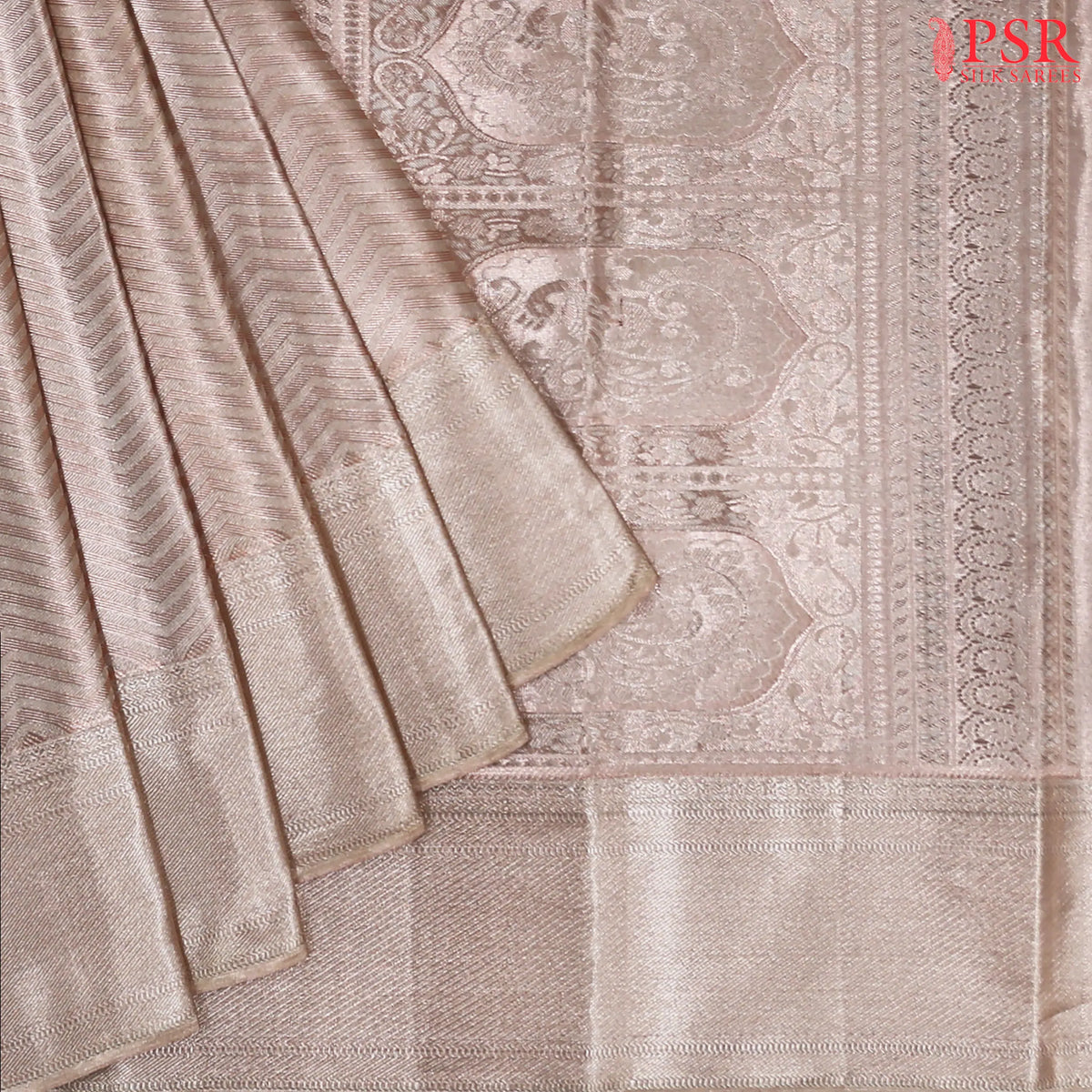 Mettalic Copper Pink Kanchipuram Tissue Silk Saree