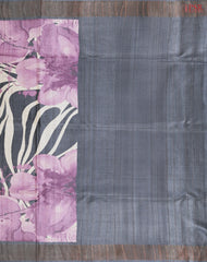 Beige & Charcoal Grey Kadhi Tussar Silk Saree
