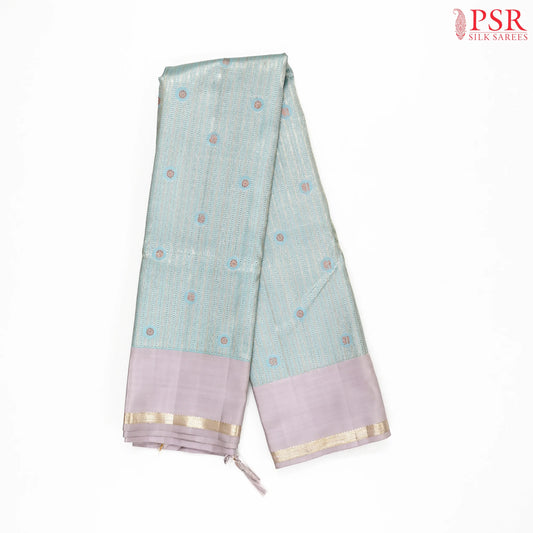 Pastel Blue Kanchipuram Jacquard Silk Saree