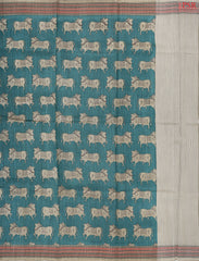 Teal Blue Munga Silk Saree