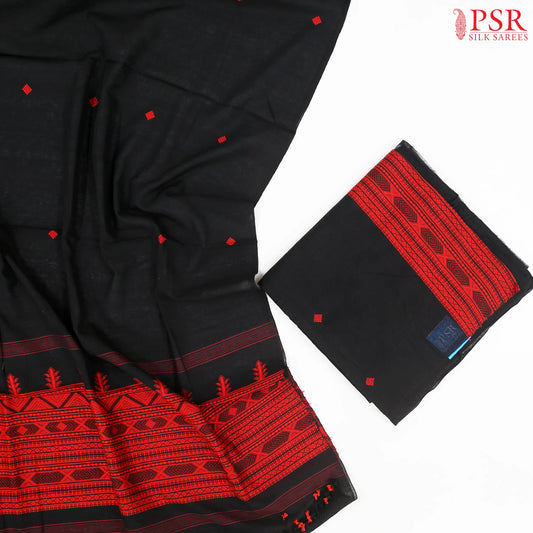 Black Jamdani Cotton Dress Material