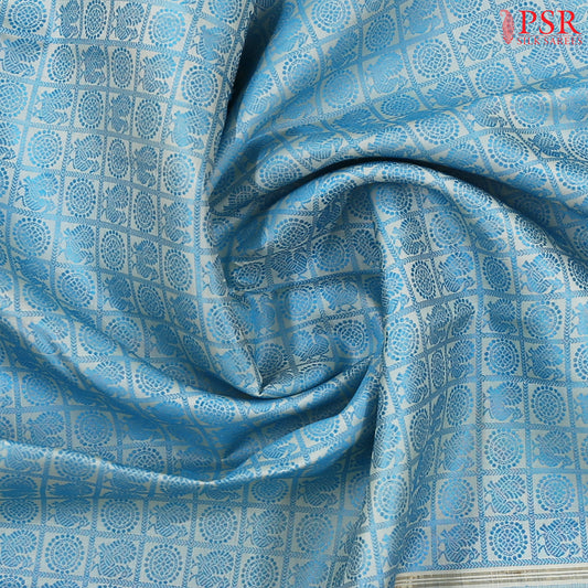 Sky Blue and Off White Kanchipuram Silk Saree