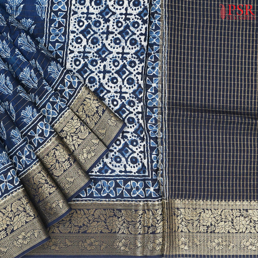 Indigo Blue Modal Silk Saree