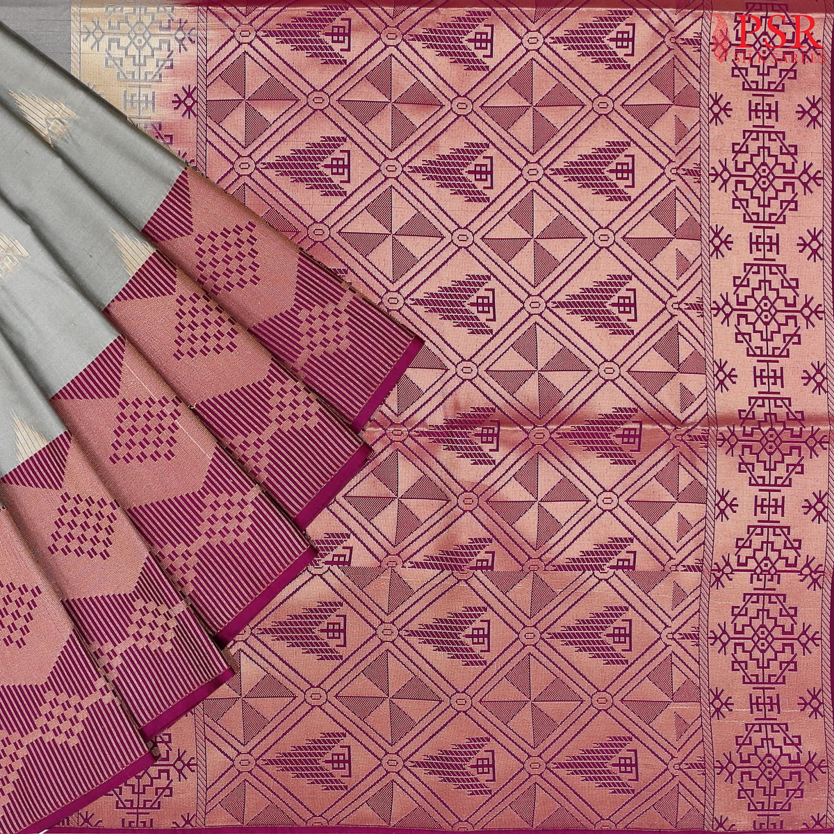 Grey Soft Art Silk Saree