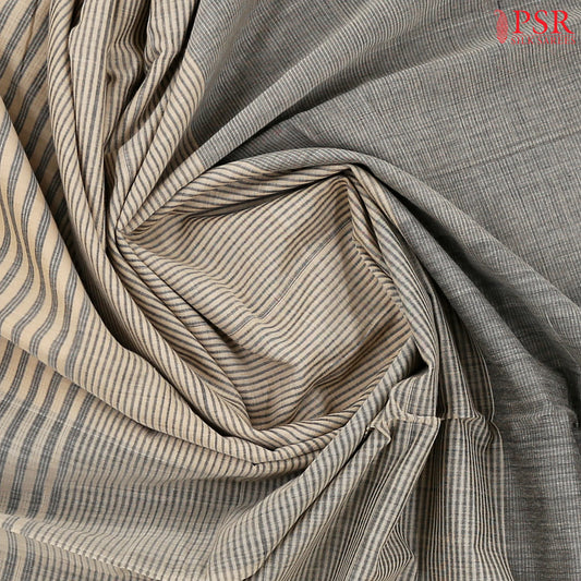 Beige & Grey Mangalagiri Cotton Saree