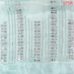 Pastel Blue Organza Laser Embroidery Saree