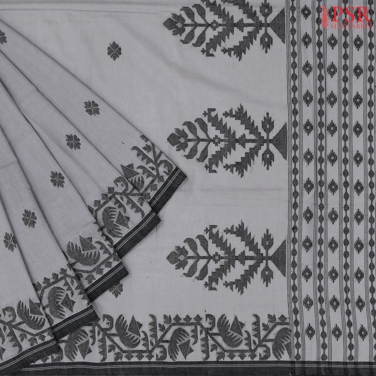 Grey Byloom Cotton Saree