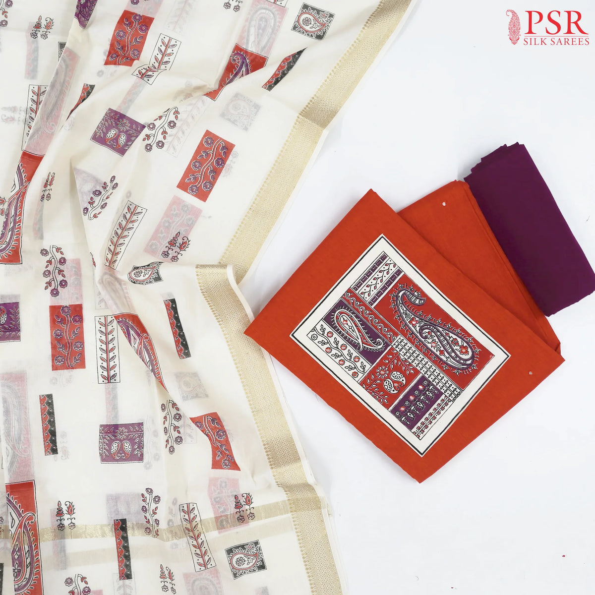 Saffron Chirala Cotton Dress Material