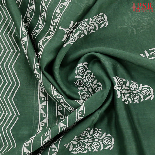 Hunter Green Chanderi Silk Cotton Saree
