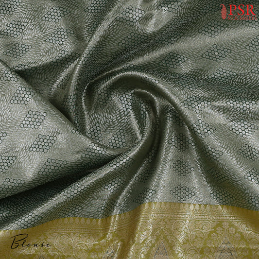 Dark Green Tissue Art Silk Saree