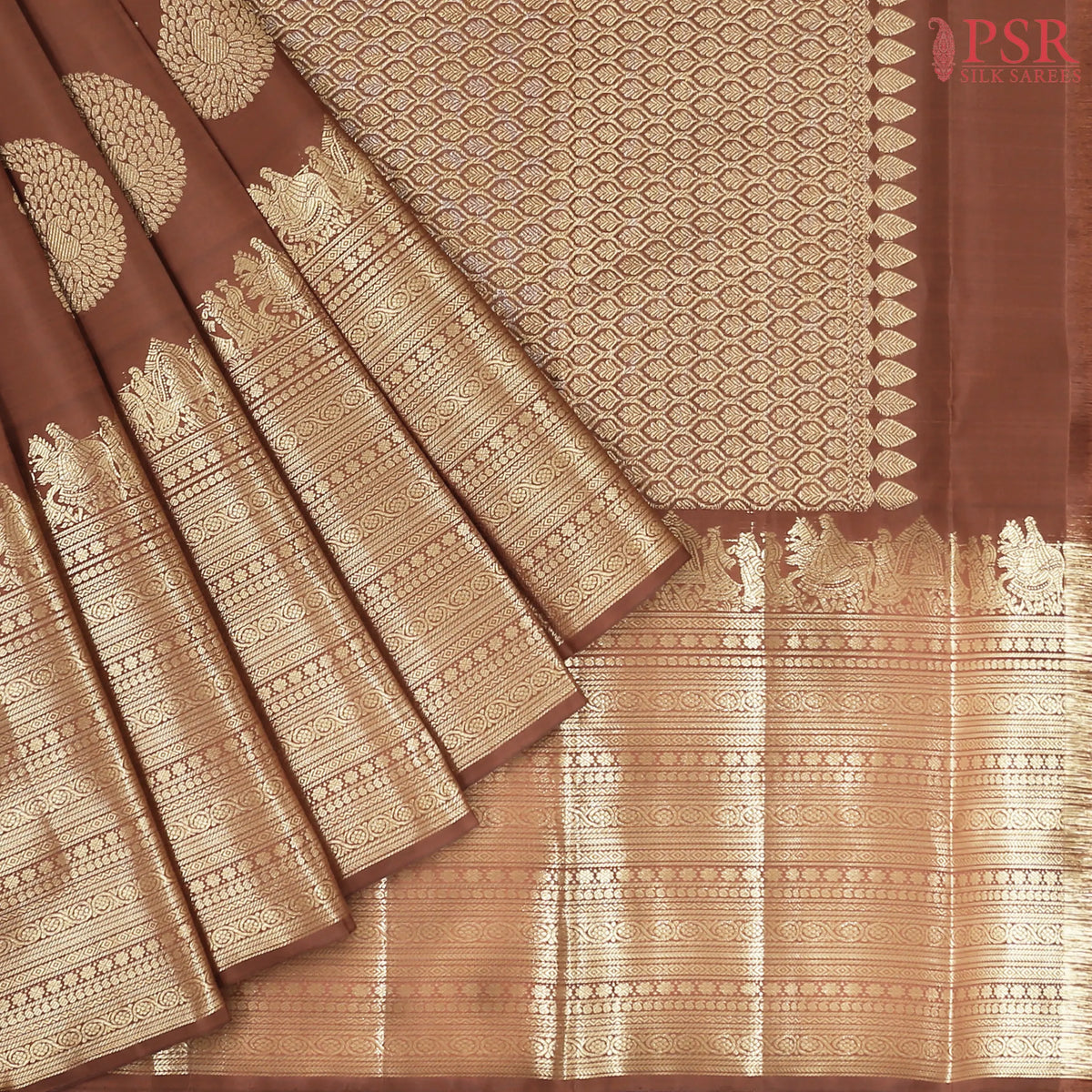 Cinnamon Brown Kanchipuram Silk Saree