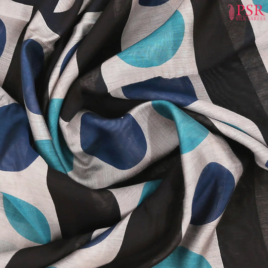 Grey & Black Silk Cotton Saree