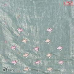Aqua Sea Organza Embroidery Saree