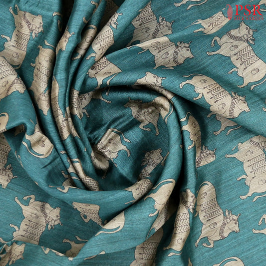 Teal Blue Munga Silk Saree