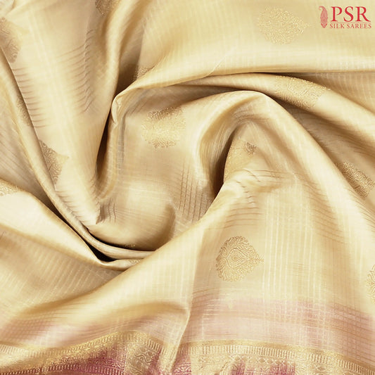 Beige Fancy Kanchipuram Silk Saree