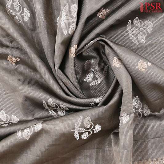 Fossil Grey Soft Silk Saree