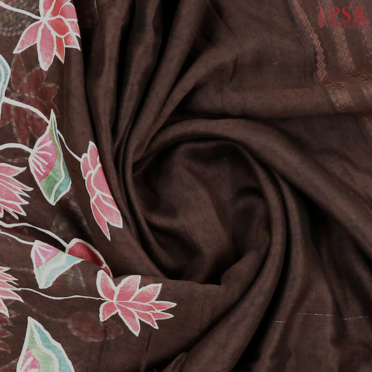 Brown Chanderi Silk Cotton Saree