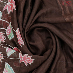 Brown Chanderi Silk Cotton Saree