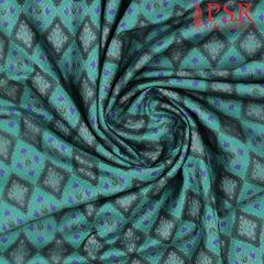Pine Green Semi Tassar Ikkat Print Running Material