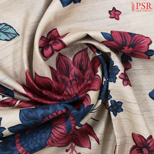 Beige & Blue Kadhi Tussar Silk Saree
