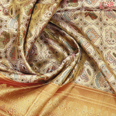 Champagne Gold Kanchipuram Jacquard Tissue Silk Saree