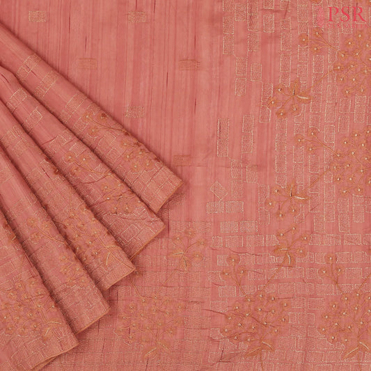 Sienna Orange Kosa Embroidery Saree