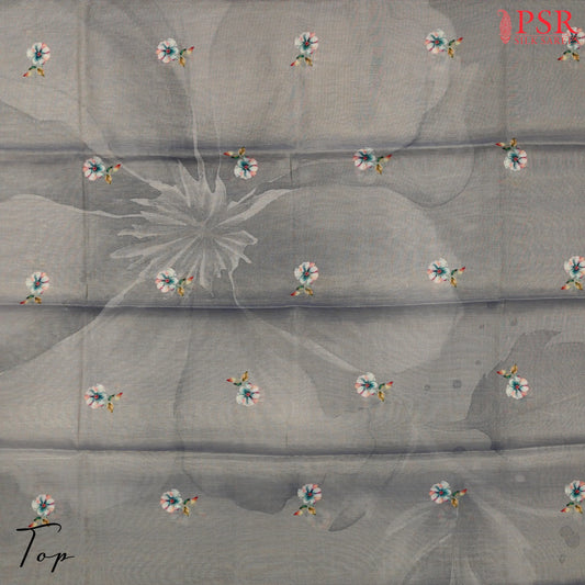 Fossil Grey Tissue Dress Material