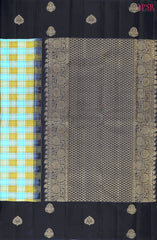 Turquoise Blue & Mustard Yellow Kanchipuram Silk Saree