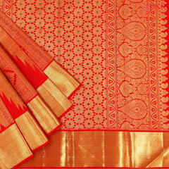 Red Kanchipuram Jacquard Silk Saree