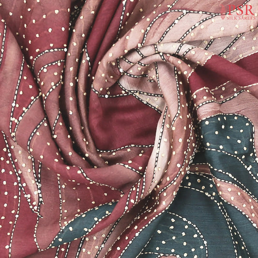 Maroon Munga Silk Saree