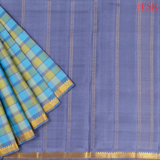Blue & Olive Arani Silk Saree