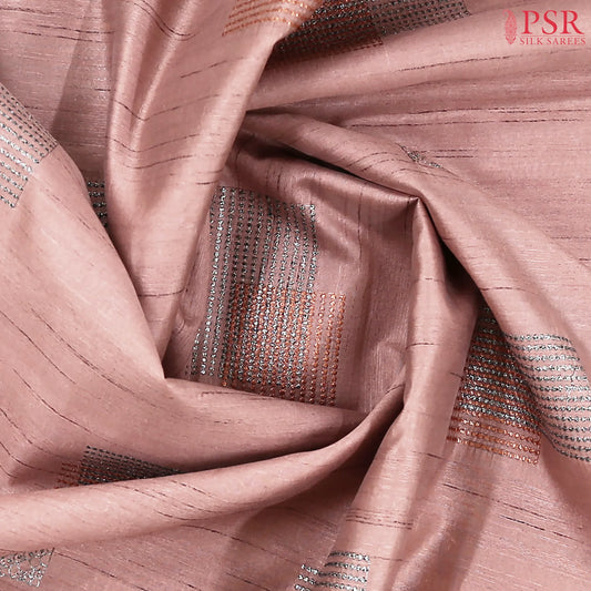 Dusty Rose Semi Tussar Embroidery Saree