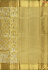 Golden Olive Yellow Kanchipuram Jacquard Tissue Silk Saree