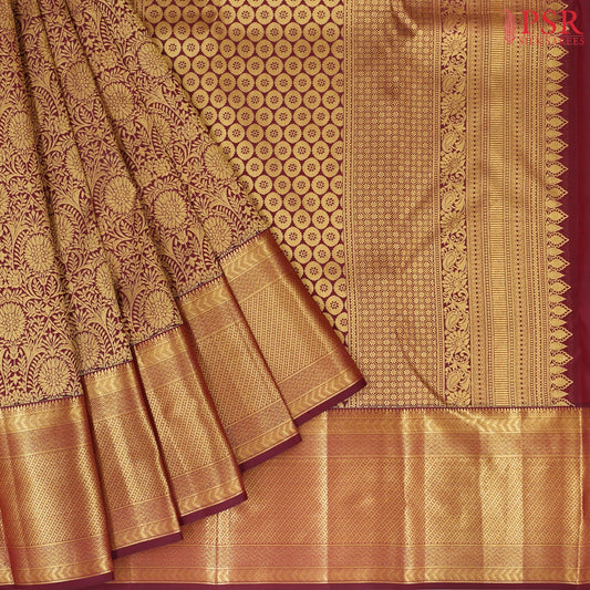 Burgundy Kanchipuram Silk Saree
