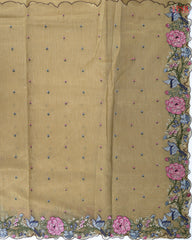 Biscotti Beige Tissue Embroidery Saree