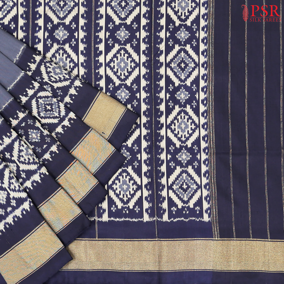 Tricolor Pochampally Silk Ikat Saree