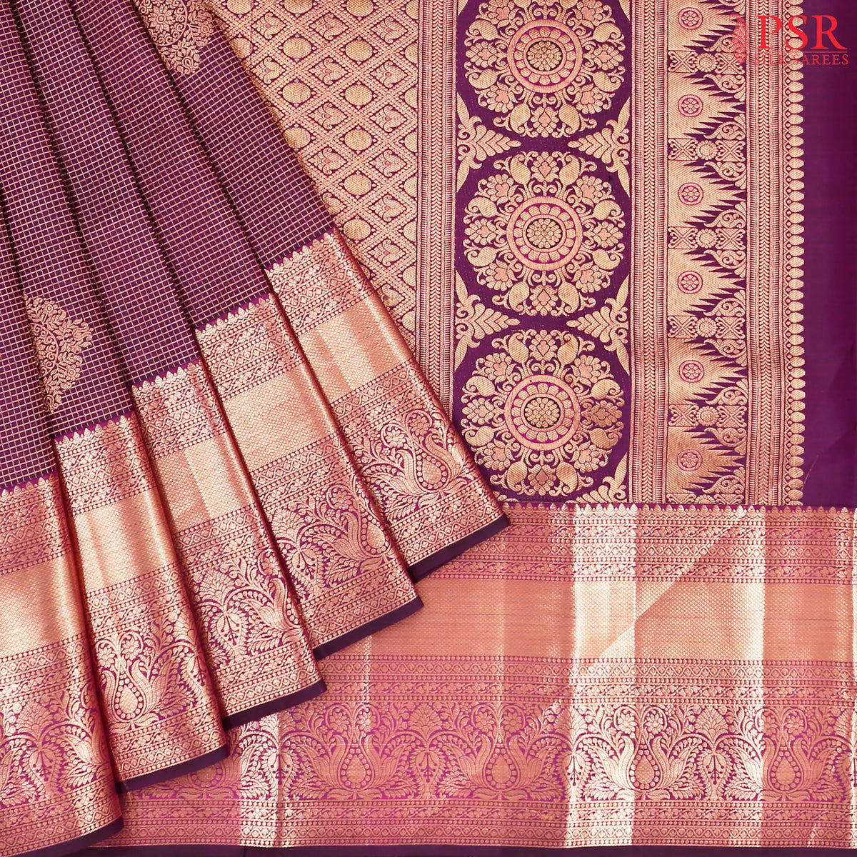 Aubergine Purple Kanchipuram Silk Saree