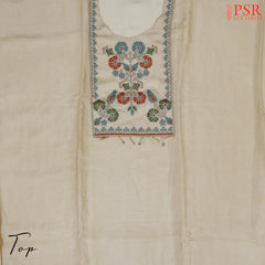 Beige Semi Dupion Dress Material