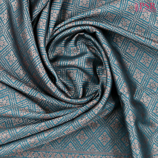 Dark Teal Blue Semi Summer Silk Saree